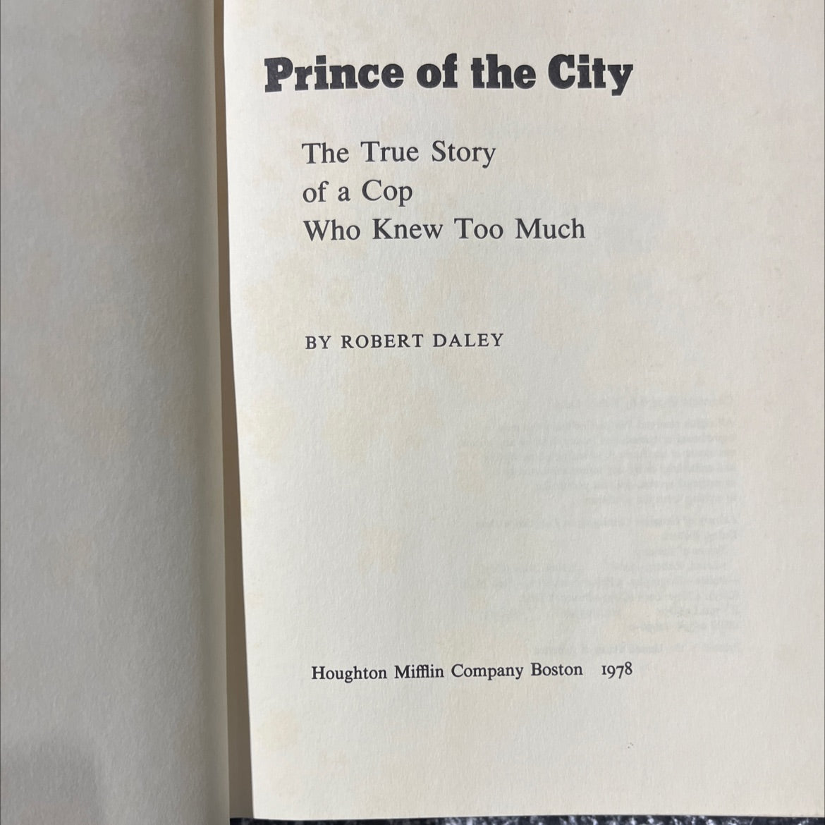 prince of the city the true story of a cop who knew too much book, by robert daley, 1978 Hardcover image 2