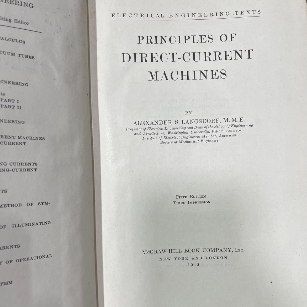 principles of direct-current machines book, by alexander s. langsdorf, 1940 Hardcover image 2