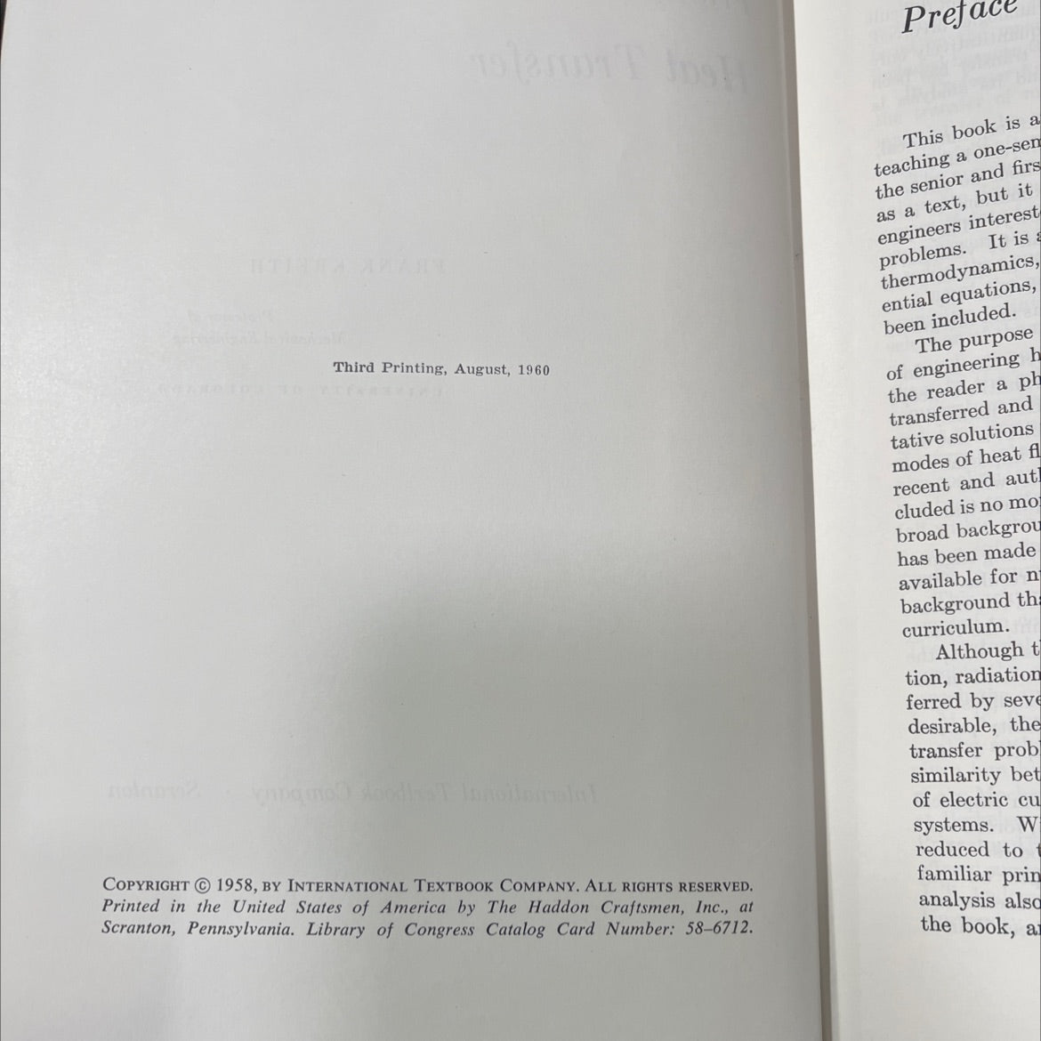 principles of heat transfer book, by frank kreith, 1960 Hardcover image 3