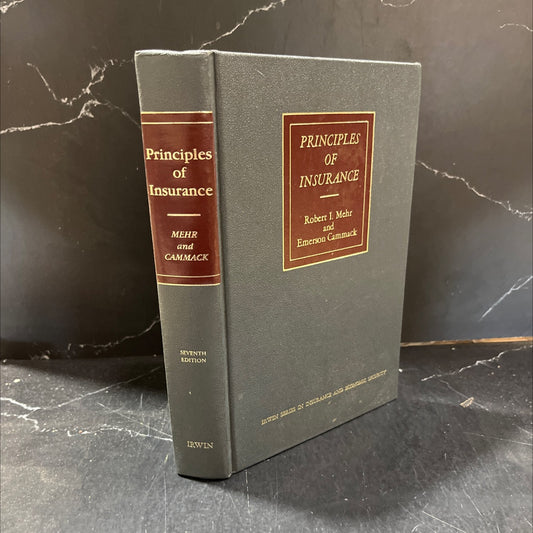 principles of insurance book, by robert i. mehr, emerson cammack, 1980 Hardcover image 1