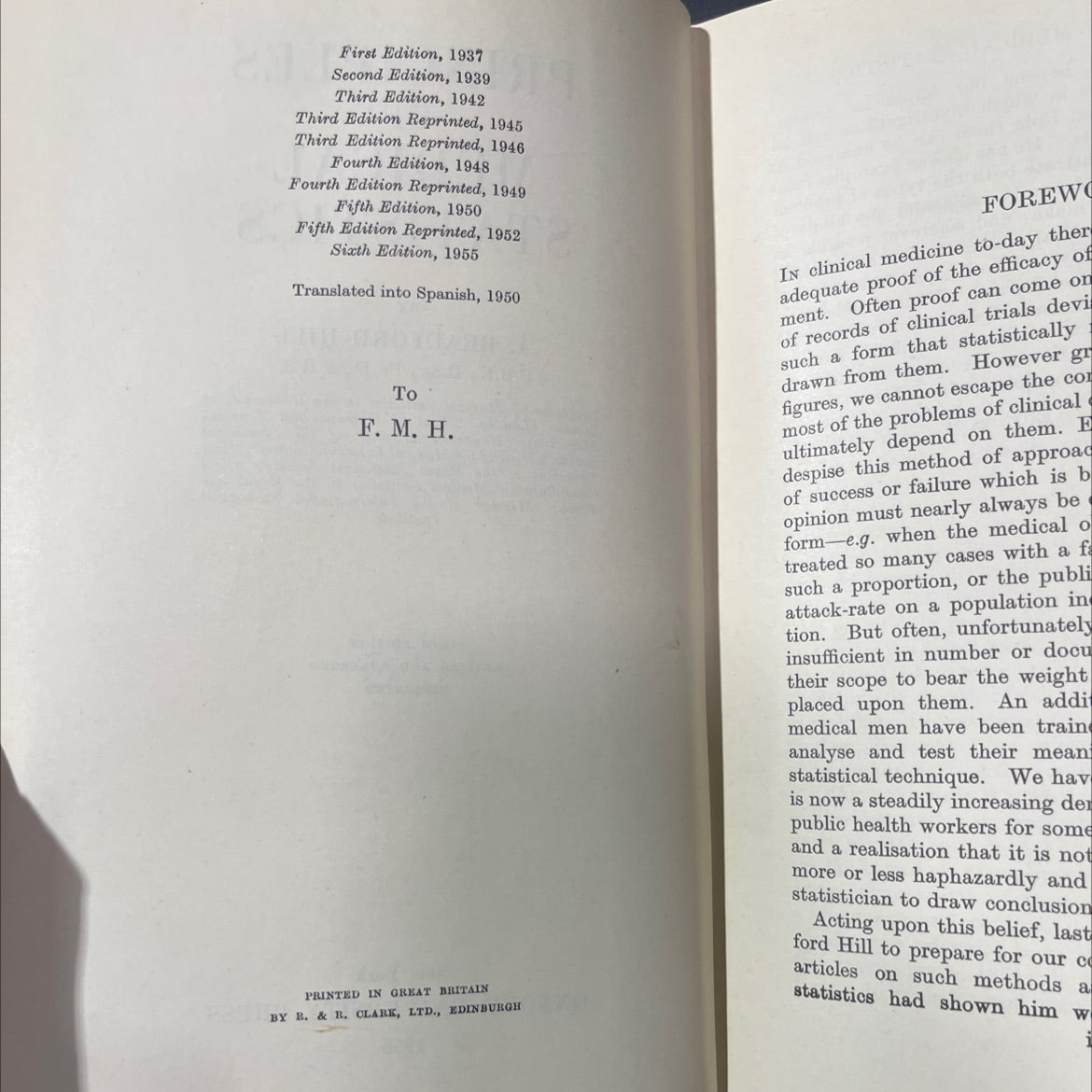 principles of medical statistics book, by a. bradford hill, 1956 Hardcover image 3
