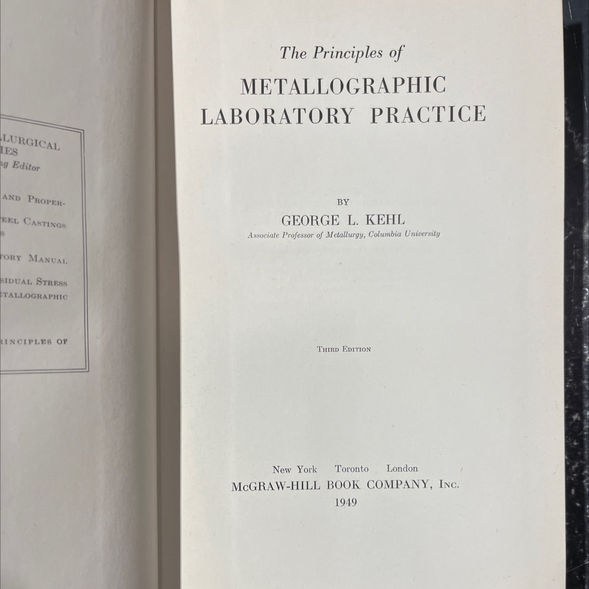 principles of metallographic laboratory practice book, by george l. kehl, 1949 Hardcover image 2