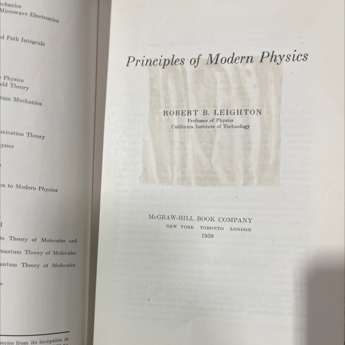 principles of modern physics book, by robert b. leighton, 1959 Hardcover image 2