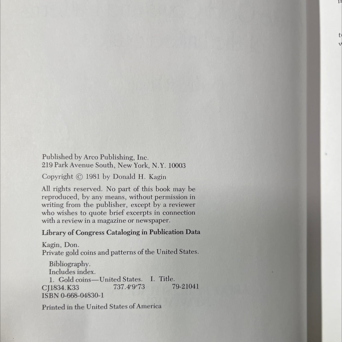 SIGNED private gold coins and patterns of the united states book, by Donald H. Kagin, 1981 Hardcover, Vintage image 3