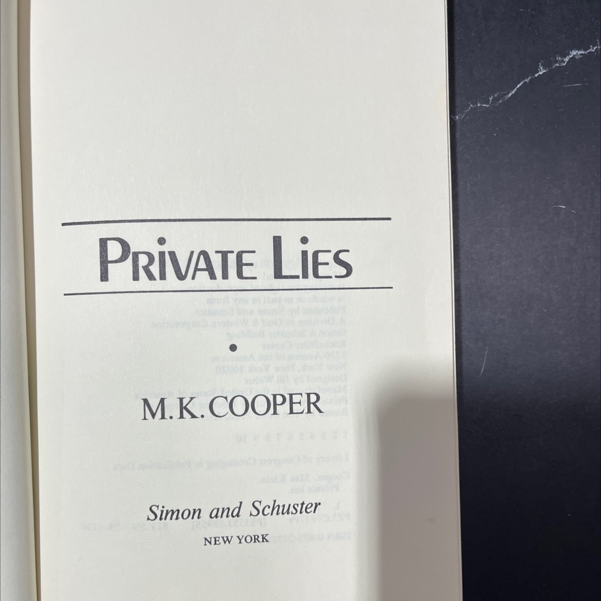 private lies book, by Mae Cooper, 1979 Hardcover image 2