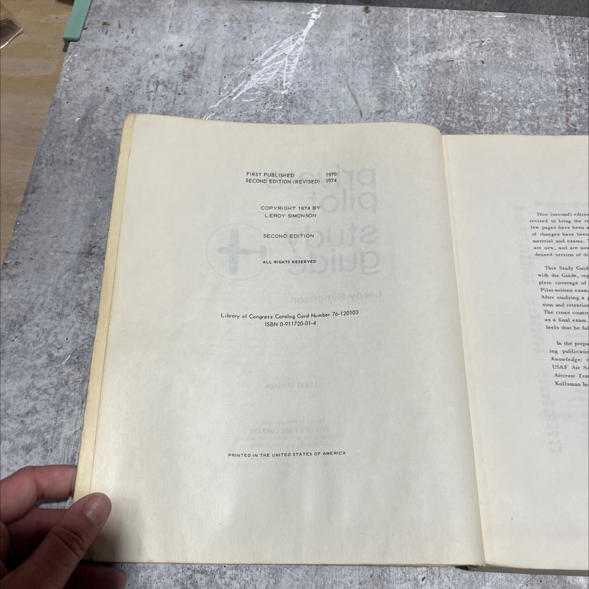 private pilot study guide book, by Leroy Simonson, 1974 Paperback image 3