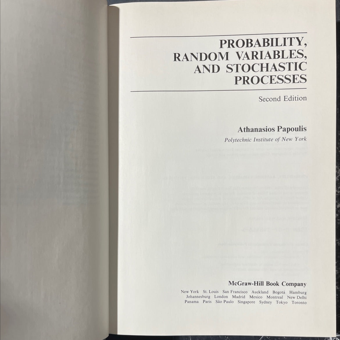 probability, random variables, and stochastic processes book, by Athanasios Papoulis, 1984 Hardcover image 2