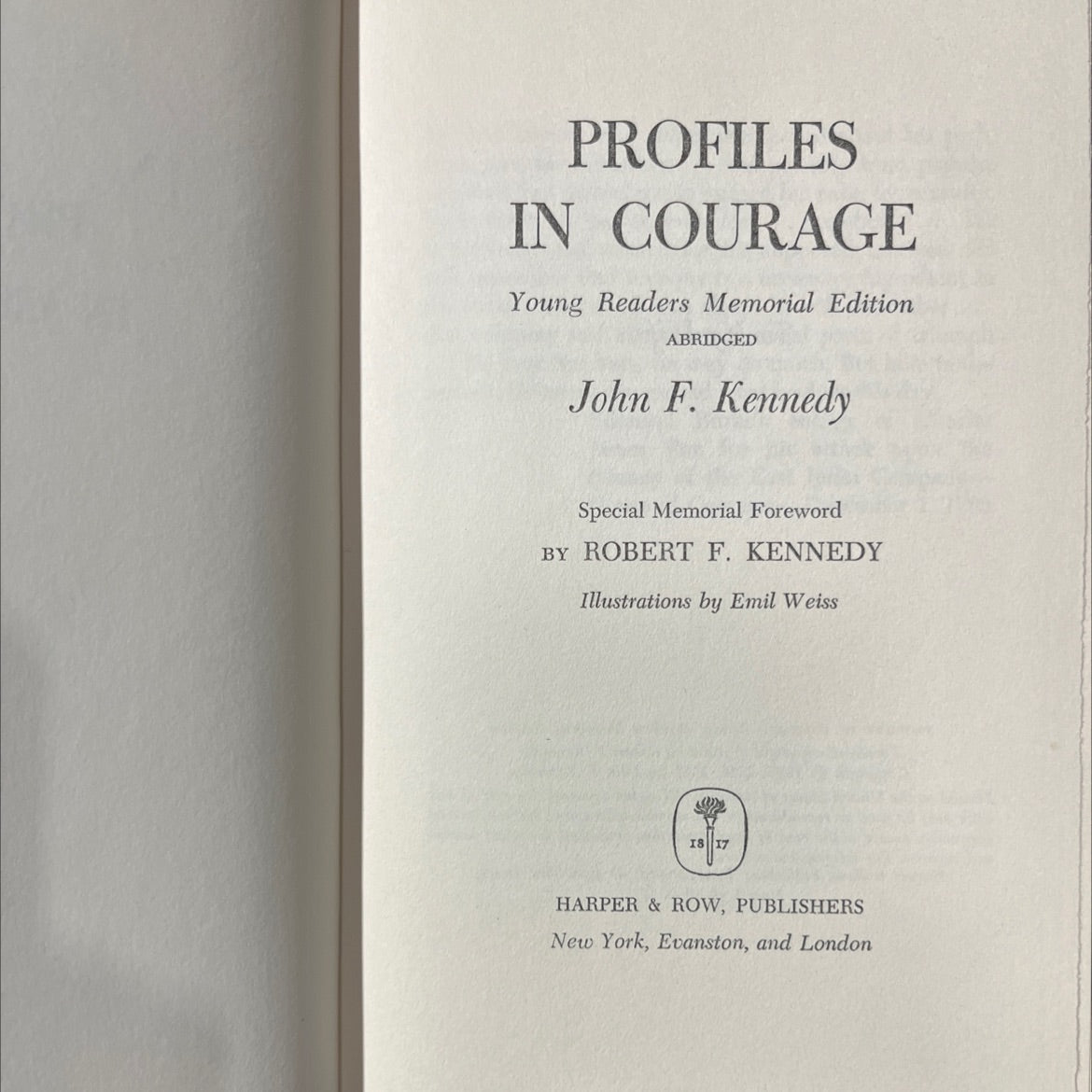 profiles in courage young readers memorial edition abridged book, by john f. kennedy, 1964 Hardcover image 2