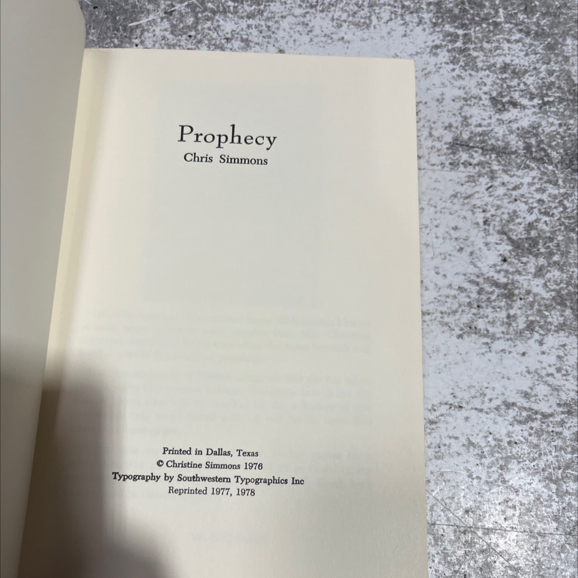 prophecy book, by chris simmons, 1978 Hardcover image 2