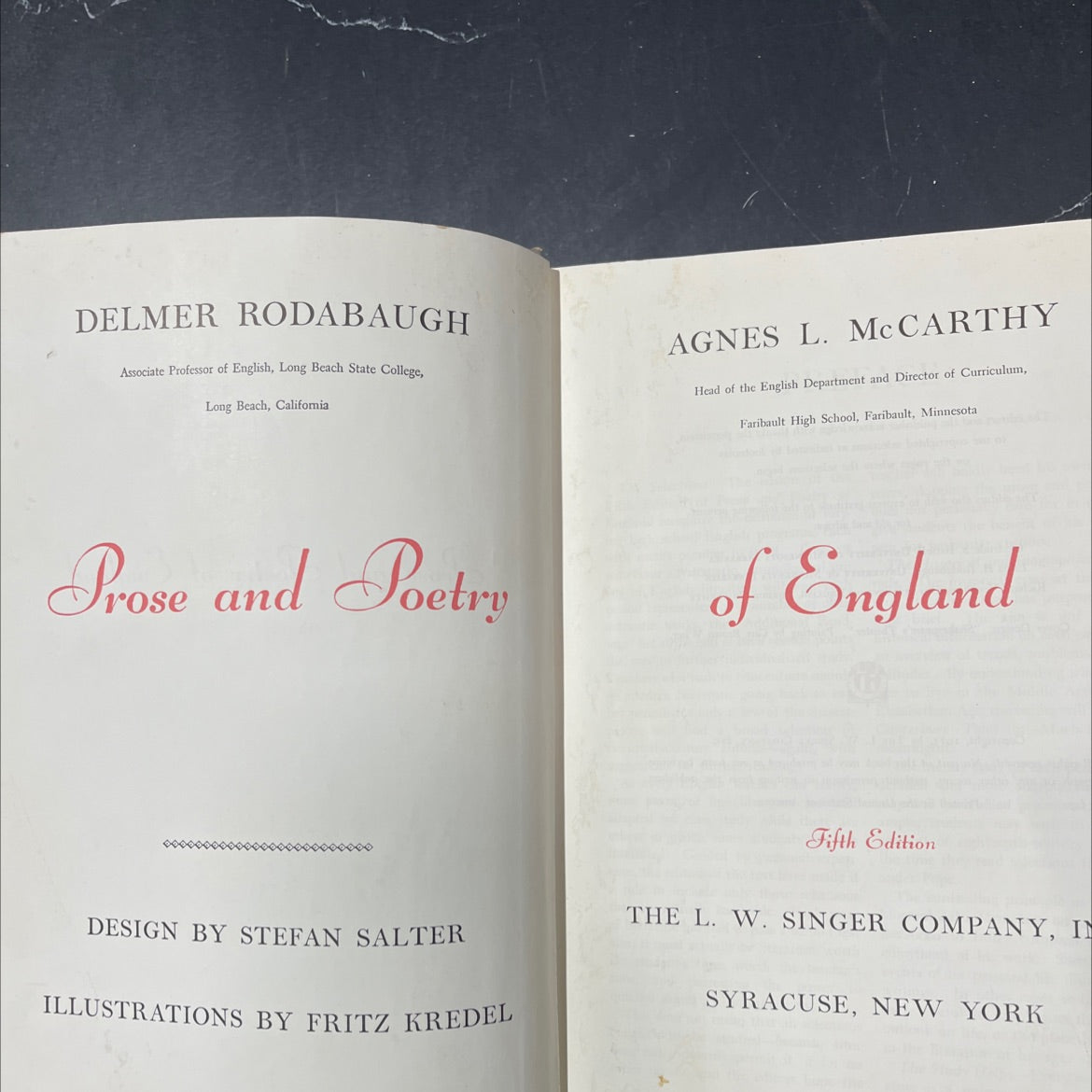 prose and poetry of england book, by delmer rodabaugh, agnes l. mccarthy, 1955 Hardcover image 2