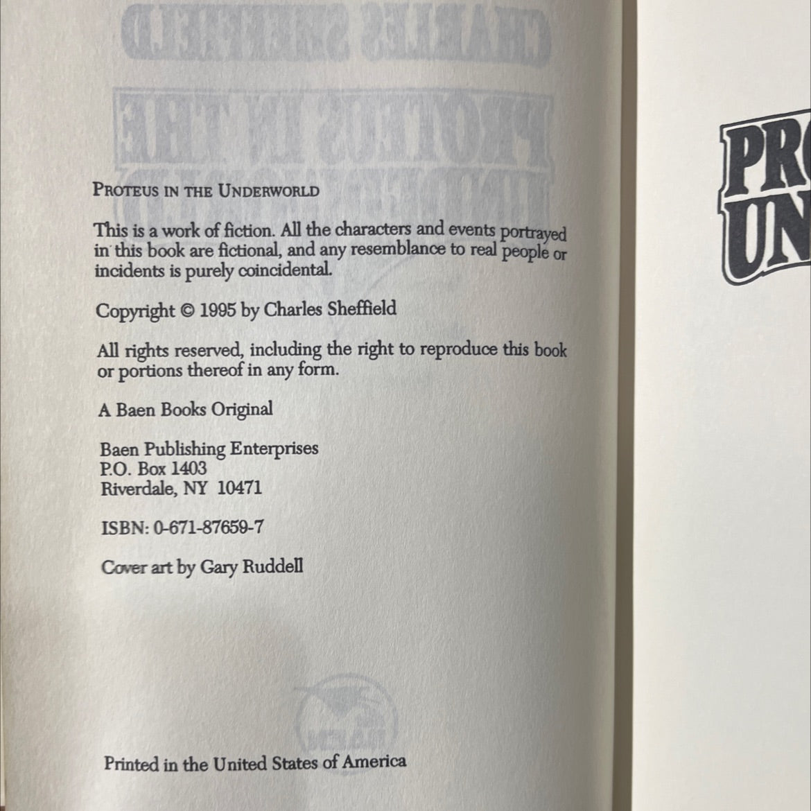 proteus in the underworld book, by charles sheffield, 1995 Hardcover image 3