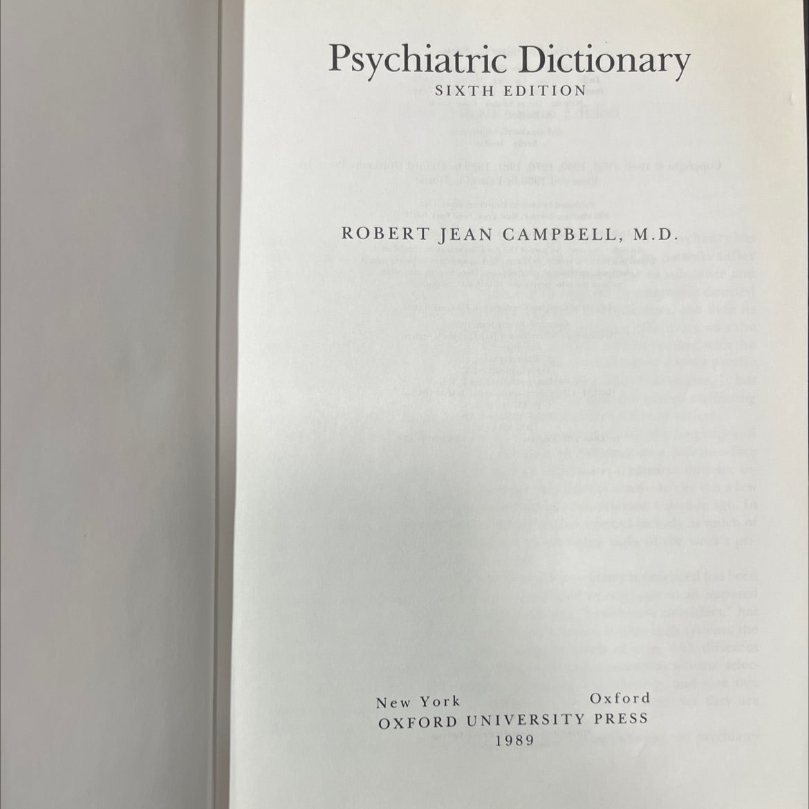 psychiatric dictionary book, by robert jean campbell, 1989 Hardcover image 2