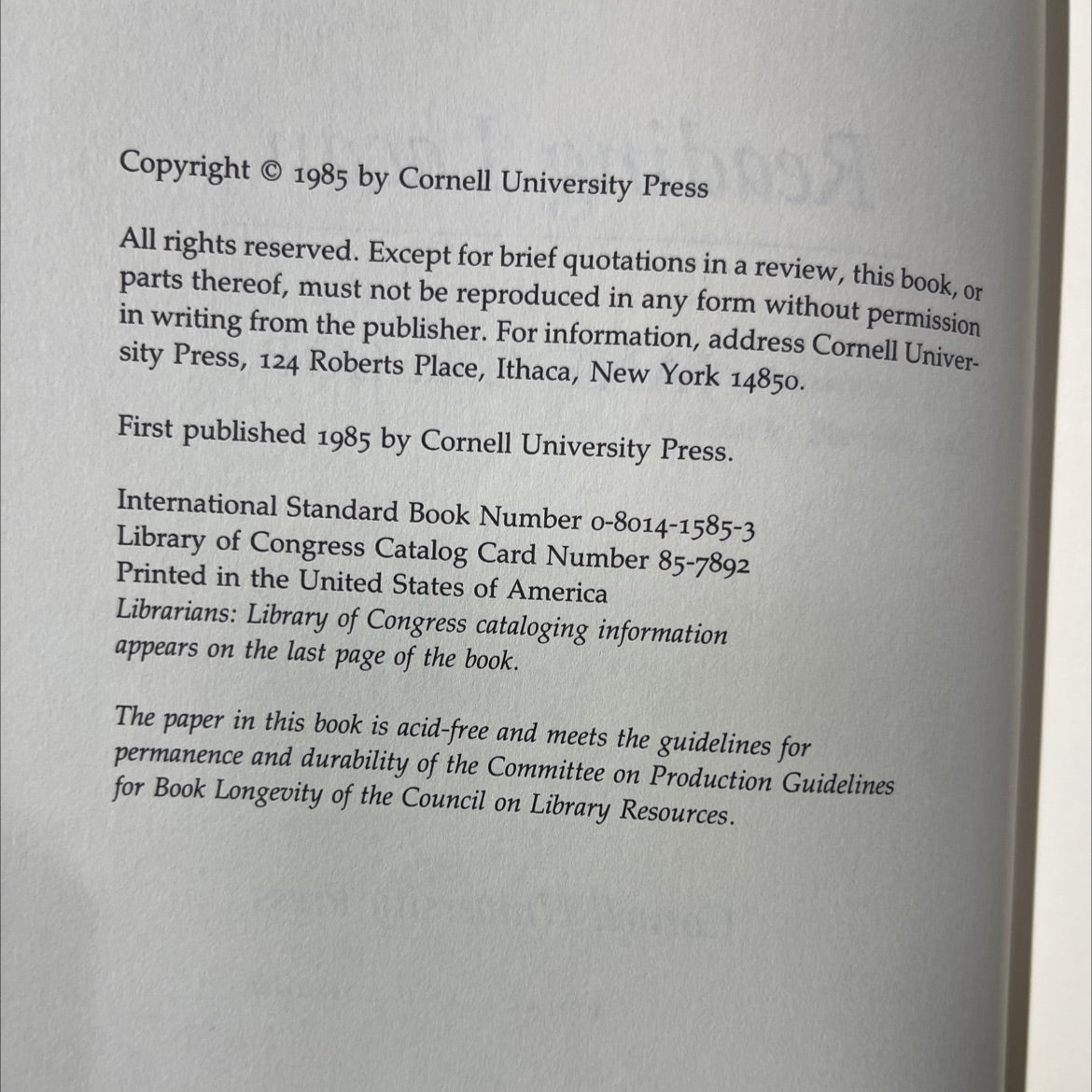 psychoanalysis, blanchot, and reading lacan book, by jane gallop, 1985 Hardcover image 3