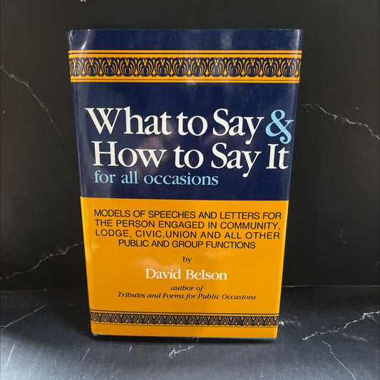 public occasions what to say and how to say it for all occasions book, by David Belson, 1955 Hardcover image 1
