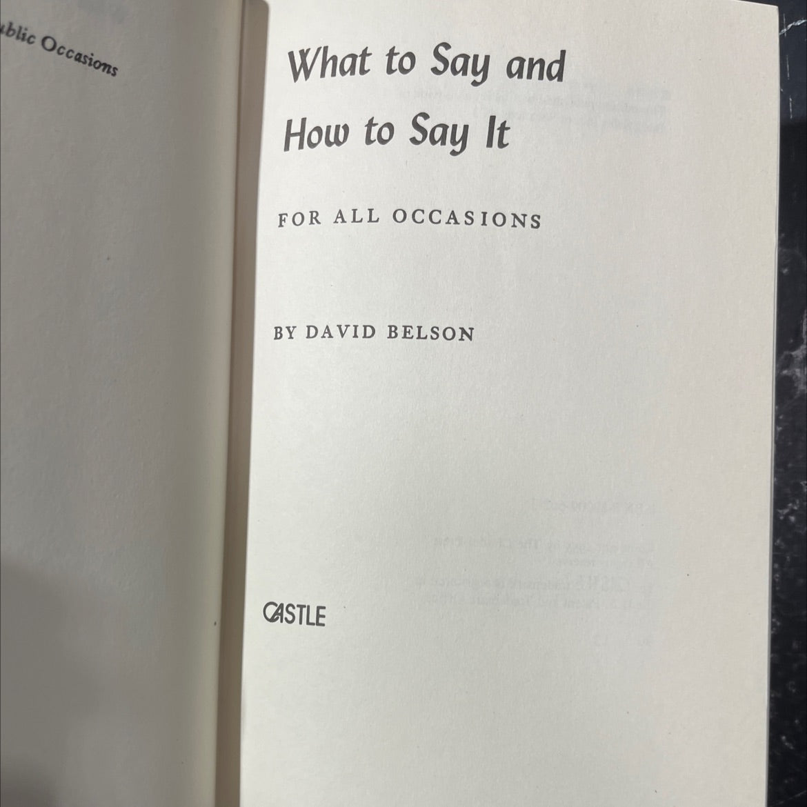 public occasions what to say and how to say it for all occasions book, by David Belson, 1955 Hardcover image 2