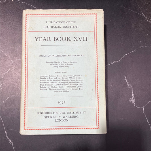 publications of the leo baeck institute year book xvii book, by robert weltsch, 1972 Hardcover image 1
