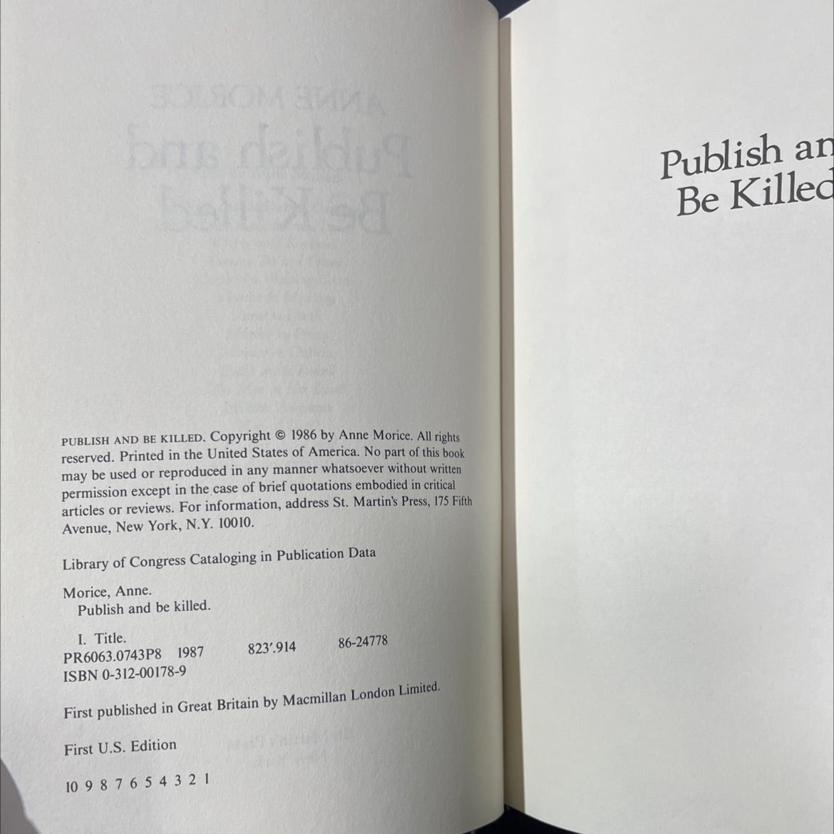 publish and be killed book, by anne morice, 1986 Hardcover image 3