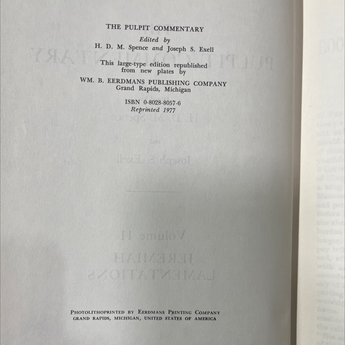 pulpits commentary volume 11 jeremiah lamentations book, by H. D. M. Spence, Joseph S. Exell, 1977 Hardcover image 3