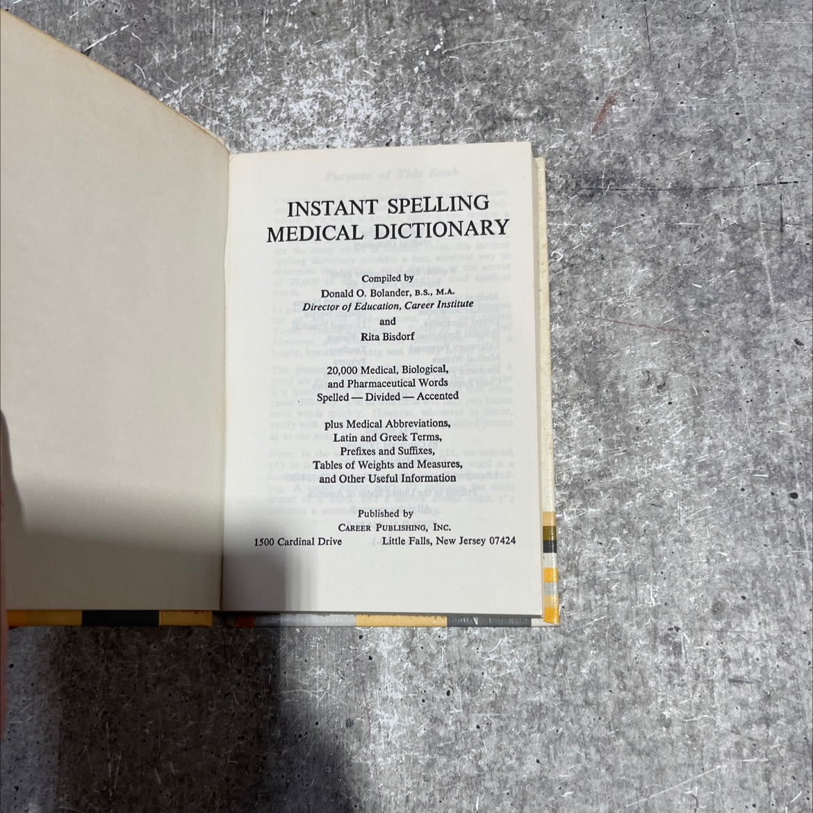 pur instant spelling medical dictionary book, by Donald O. Bolander, B.S., M.A. and Rita Bisdorf, 1981 Hardcover image 2