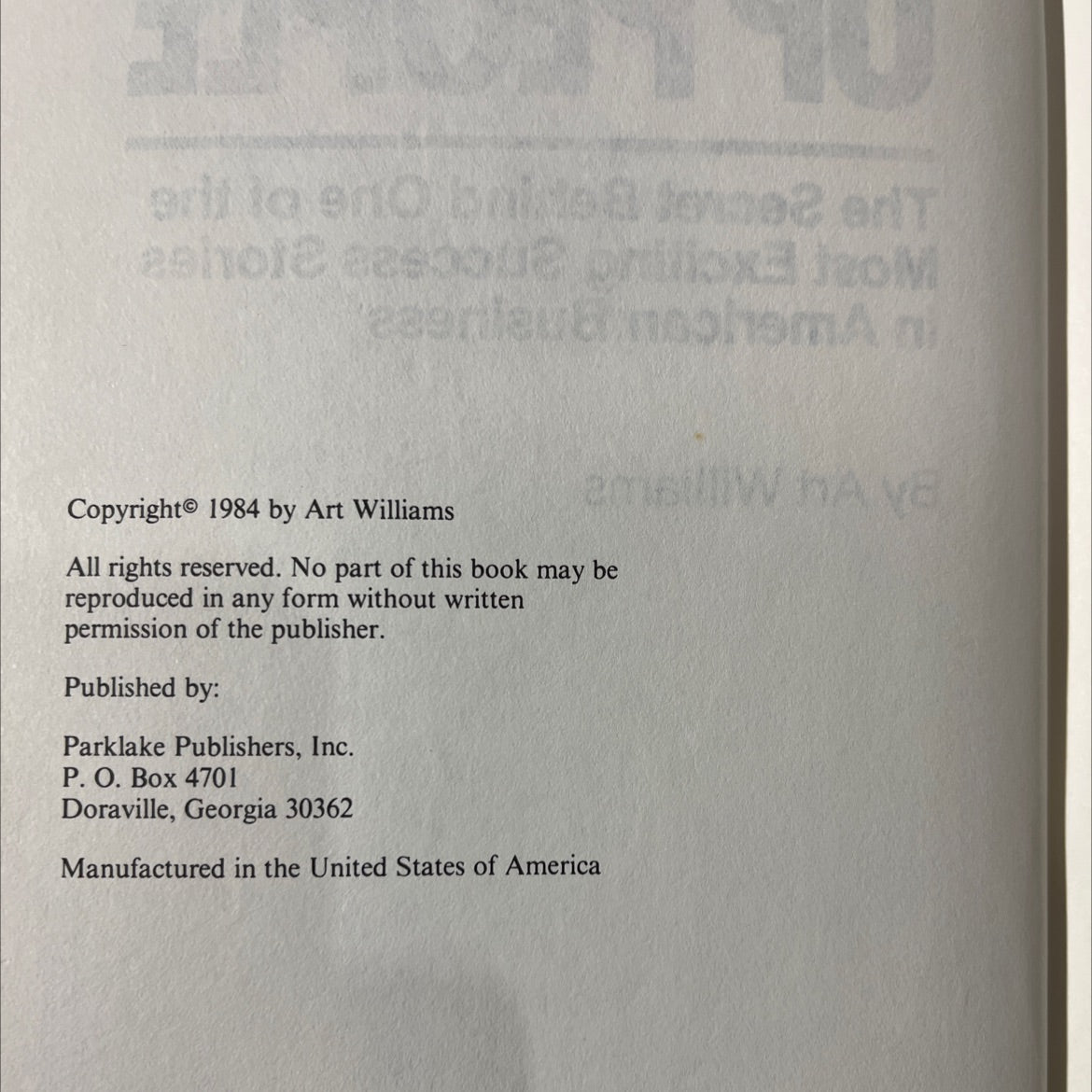 pushing up people book, by Art Williams, 1984 Hardcover image 3