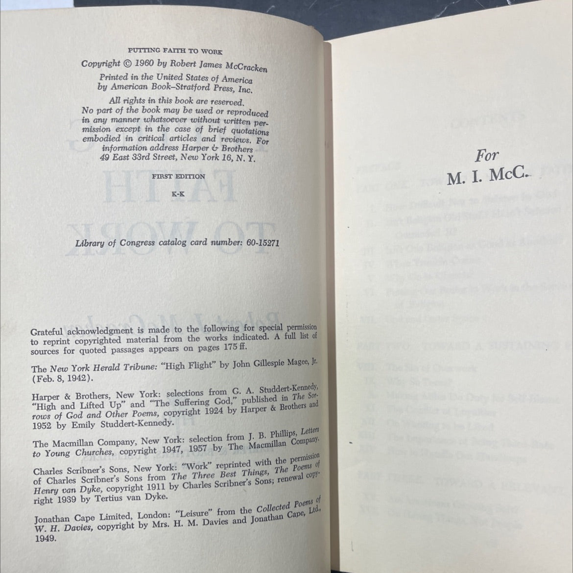 putting faith to work book, by Robert J. McCracken, 1960 Hardcover image 3