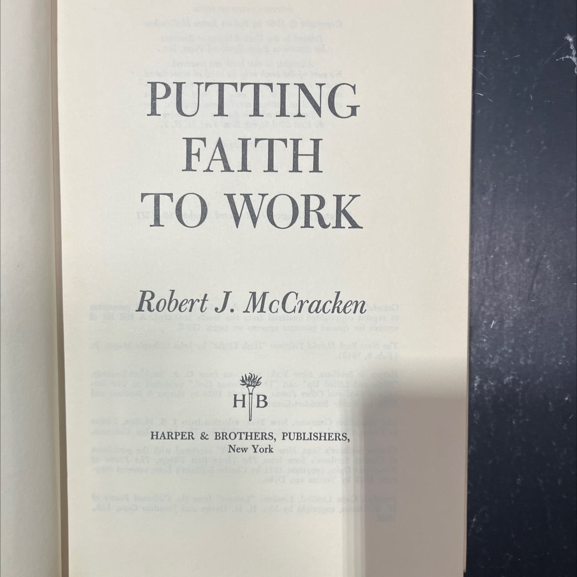 putting faith to work book, by Robert J. McCracken, 1960 Hardcover image 2