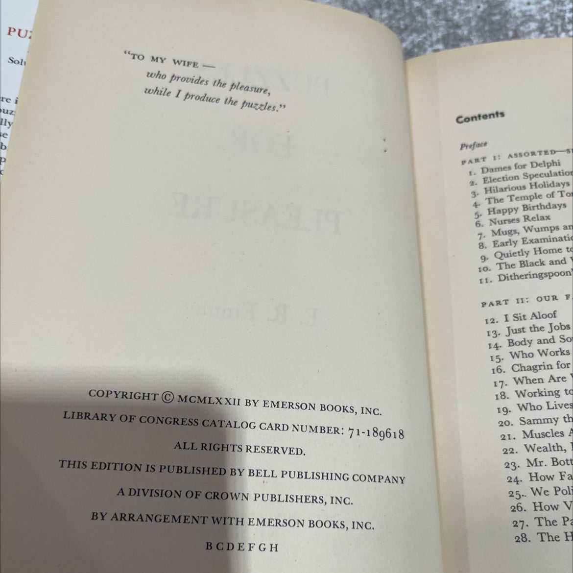 puzzles for pleasure book, by e. r. emmet, 1972 Hardcover image 3