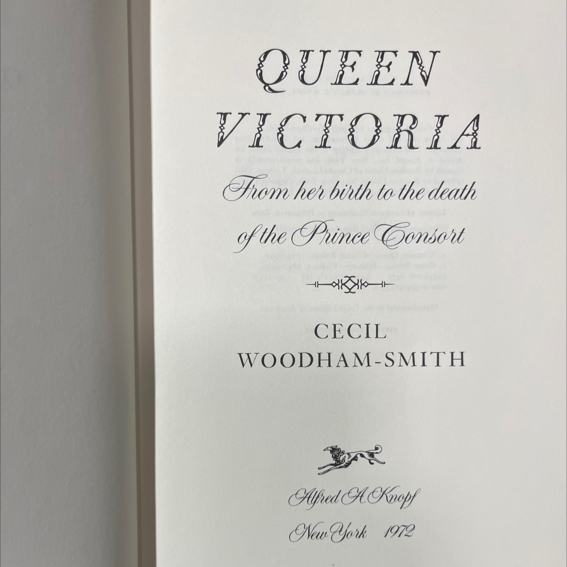 queen victoria from her birth to the death of the prince consort book, by cecil woodham-smith, 1972 Hardcover image 2