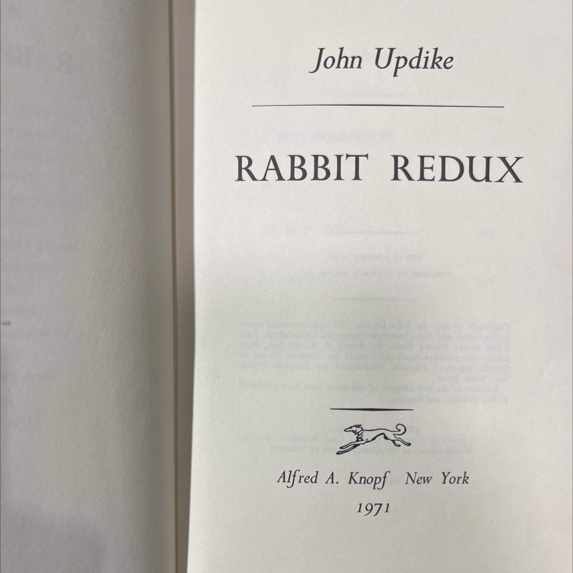 rabbit redux book, by John Updike, 1971 Hardcover image 2