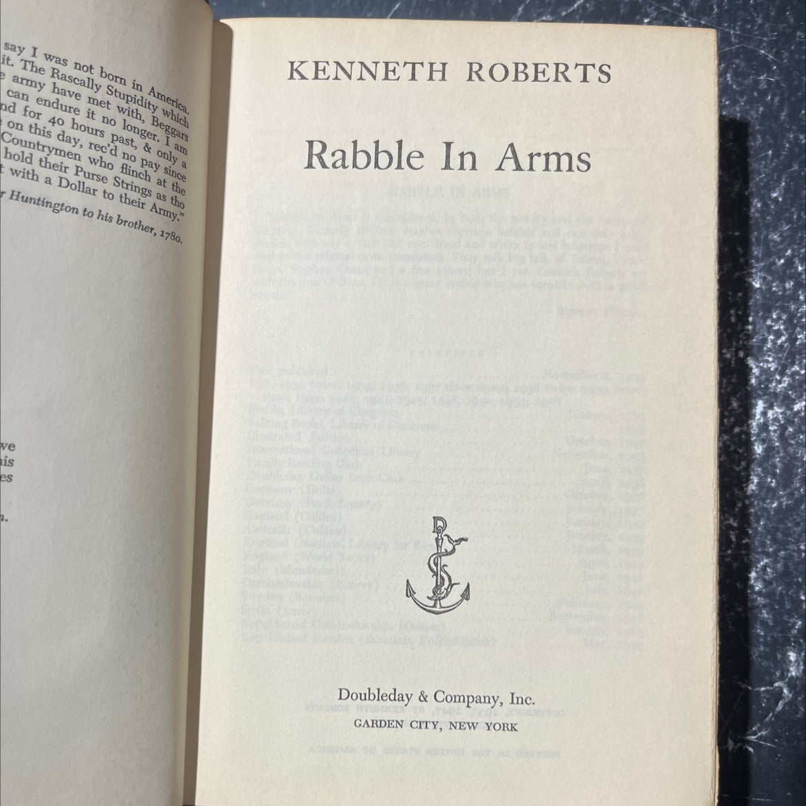 rabble in arms book, by kenneth roberts, 1947 Hardcover image 2