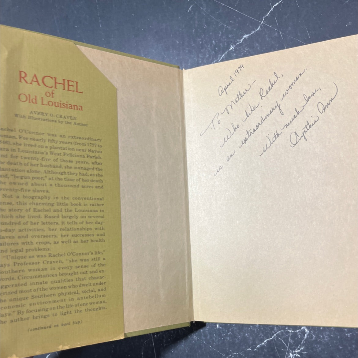 rachel of old louisiana book, by avery o. craven, 1975 Hardcover image 4
