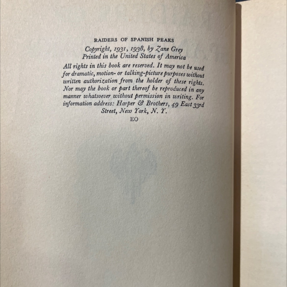 raiders of spanish peaks book, by zane grey, 1938 Hardcover image 3