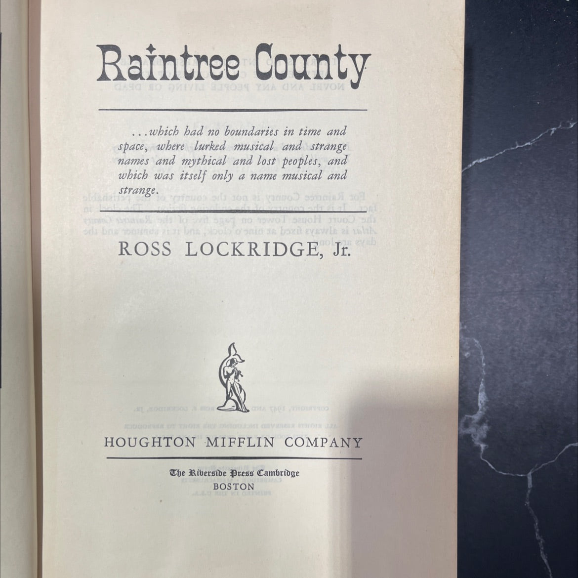 raintree county book, by ross f. lockridge, jr., 1948 Hardcover image 2