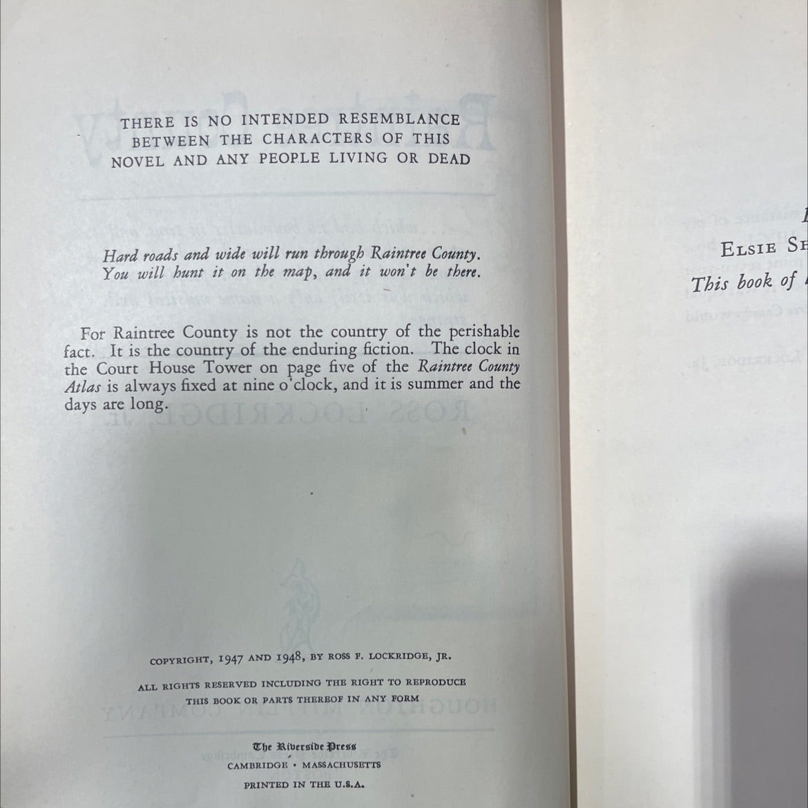 raintree county book, by ross f. lockridge, jr., 1948 Hardcover image 3