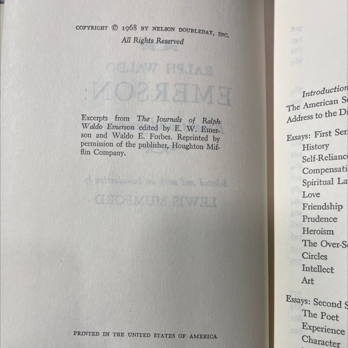 ralph waldo emerson: the unity class essays and journals book, by lewis mumford, 1968 Hardcover image 3