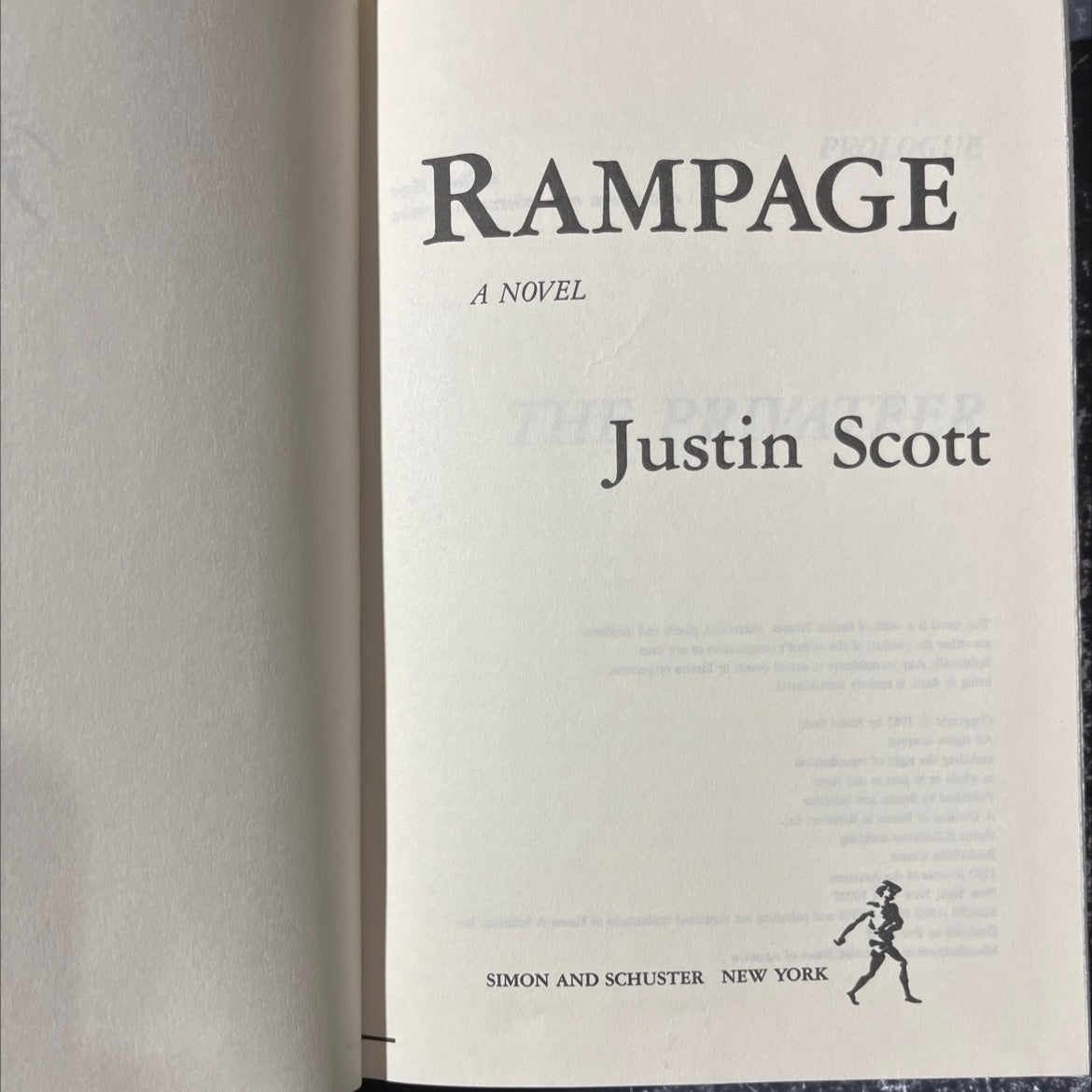 rampage book, by justin scott, 1985 Hardcover image 2