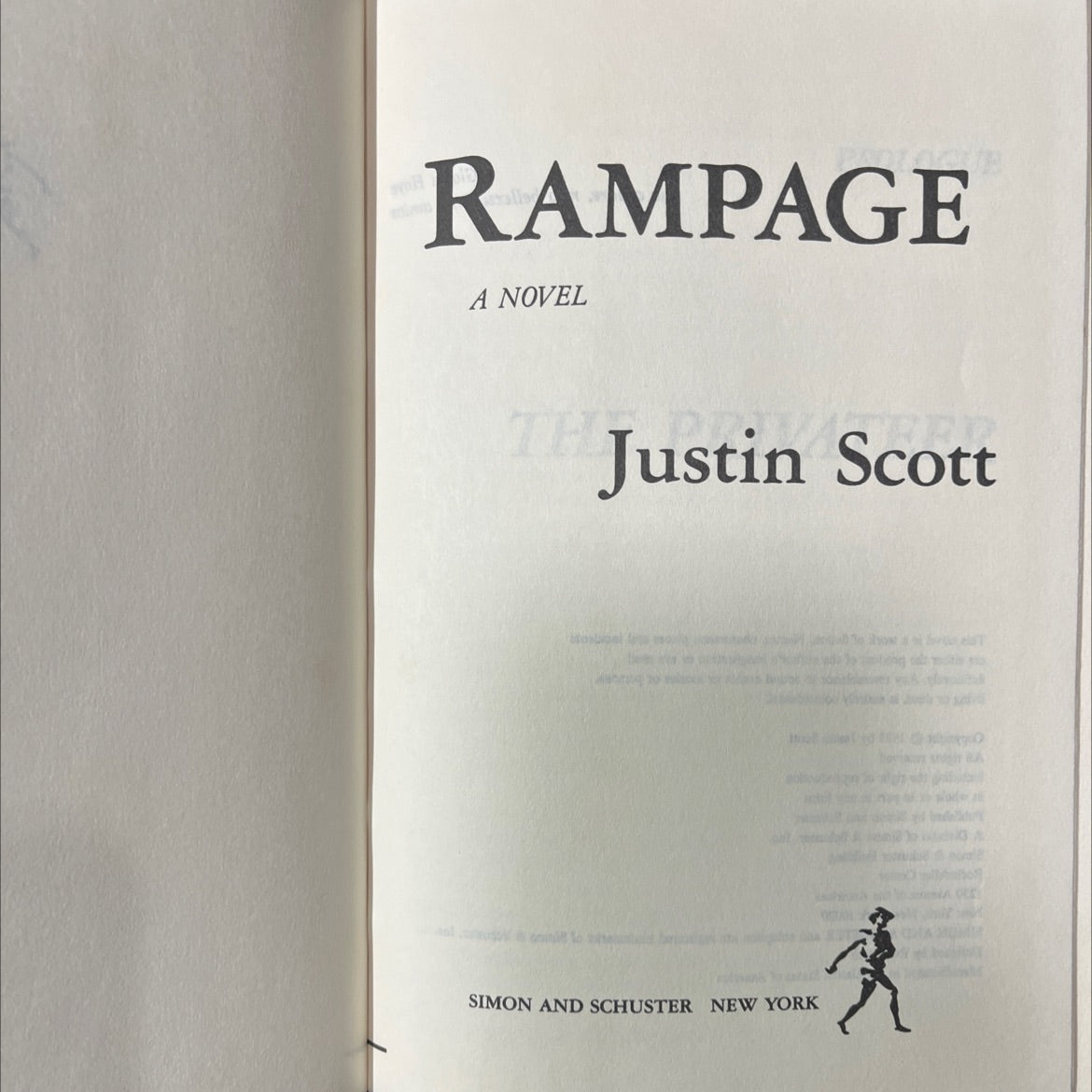rampage book, by justin scott, 1985 Hardcover image 2