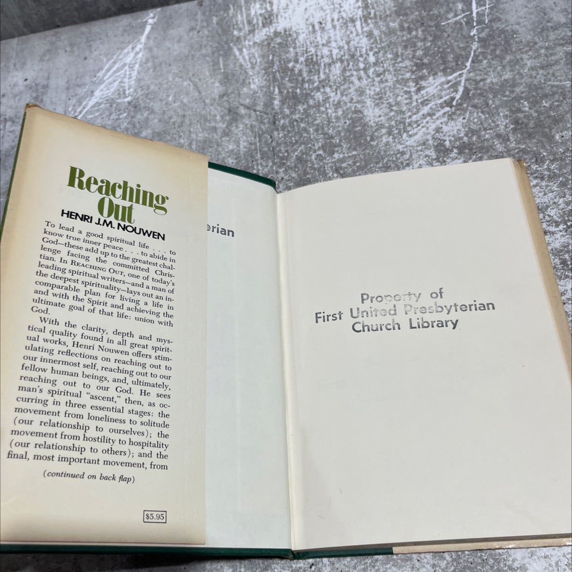 reaching out the three movements of the spiritual life book, by henri j m nouwen, 1975 Hardcover image 4