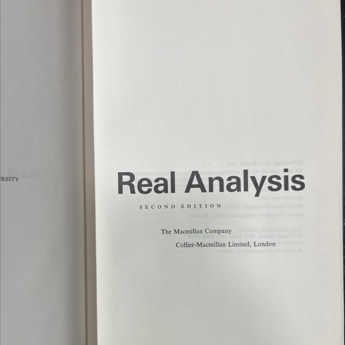 real analysis book, by h. l. royden, 1971 Hardcover image 2