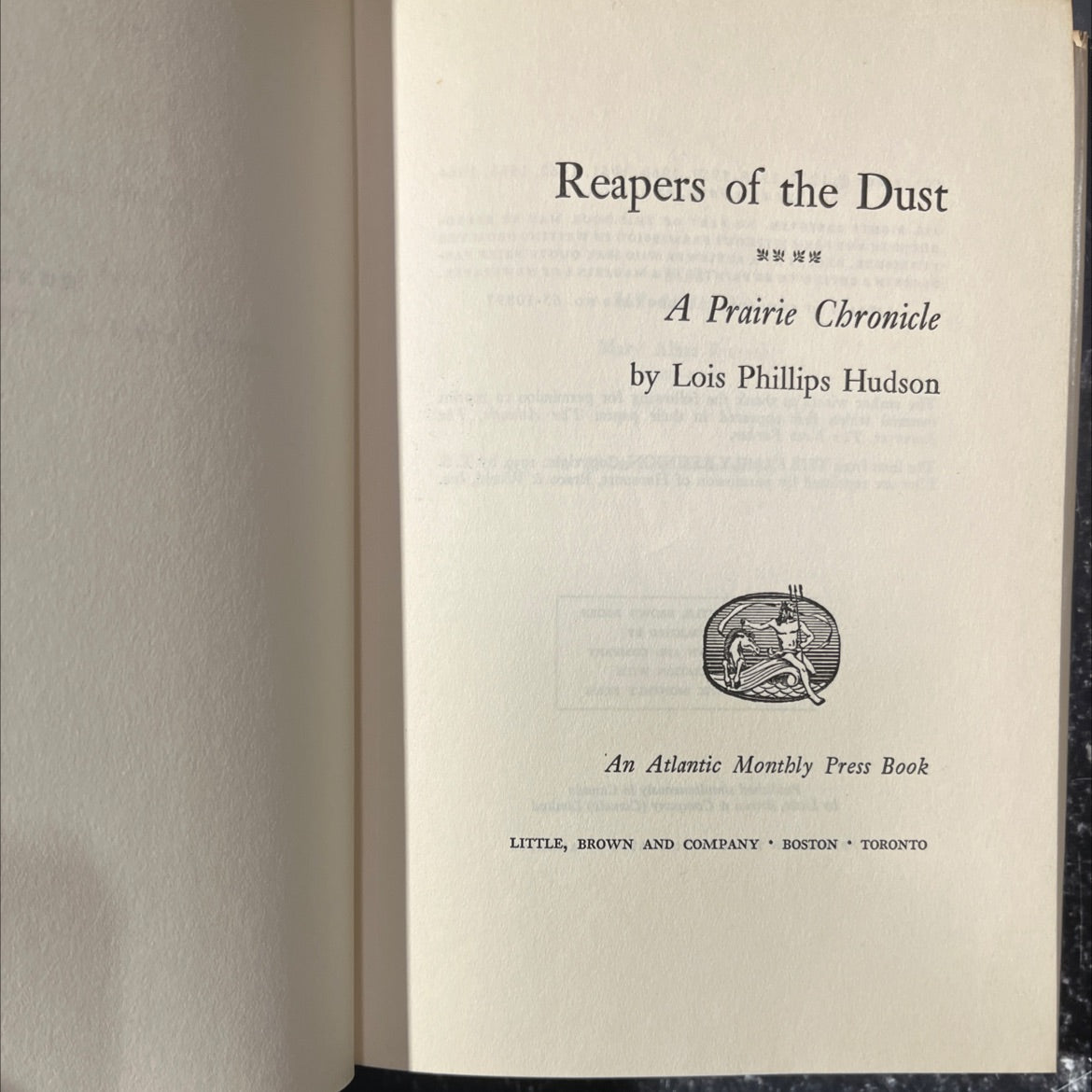 reapers of the dust a prairie chronicle book, by lois phillips hudson, 1964 Hardcover image 2