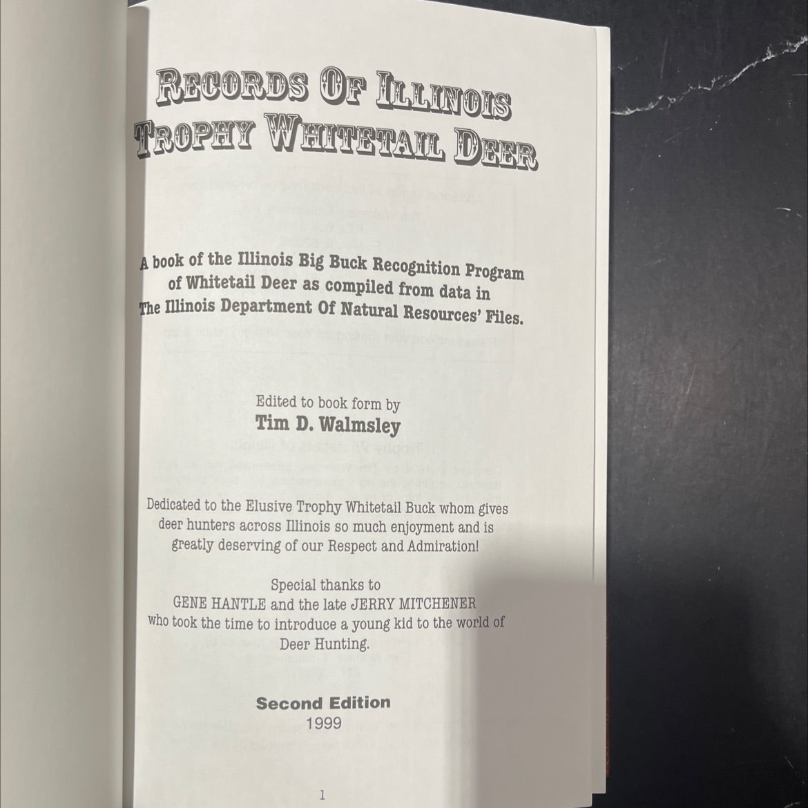 records of illinois trophy whitetail deer book, by Tim D. Walmsley, 1999 Leather image 2