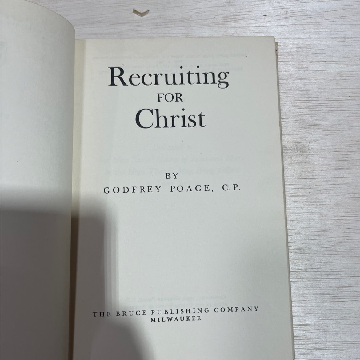 recruiting for christ book, by godfrey poage, c.p., 1952 Hardcover image 2