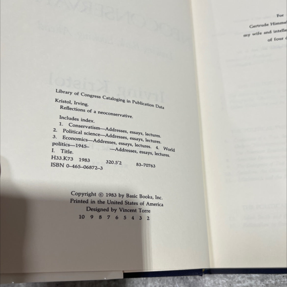 reflections of a neoconservative looking back, looking ahead book, by irving kristol, 1983 Hardcover image 3