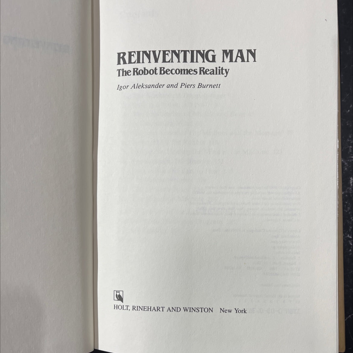 reinventing man the robot becomes reality book, by Igor Aleksander and Piers Burnett, 1984 Hardcover image 2