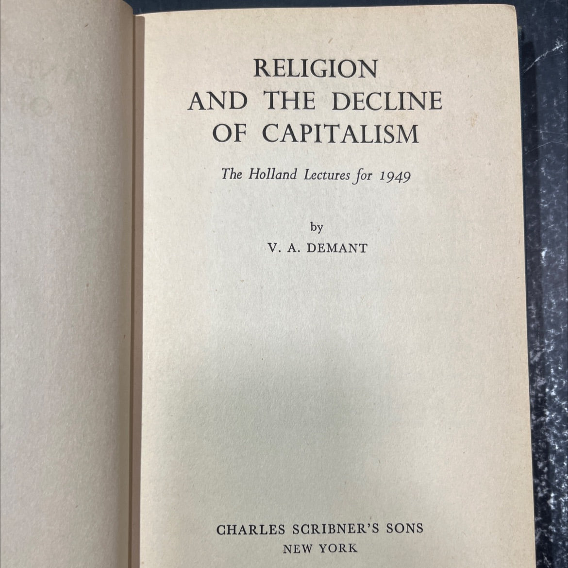 religion and the decline of capitalism book, by V. A. Demant, 1952 Hardcover image 2