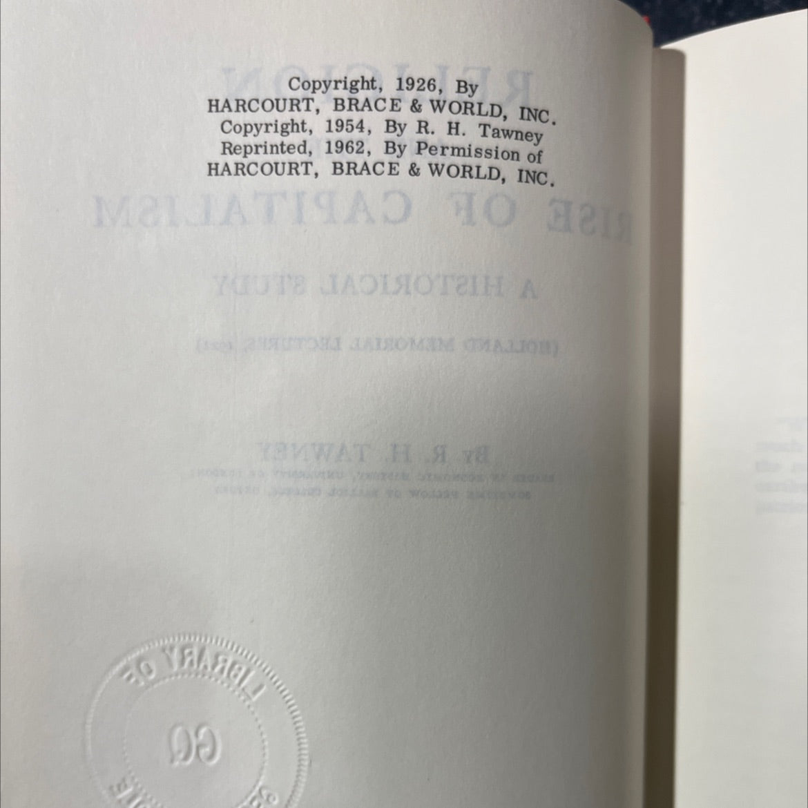 religion and the rise of capitalism a historical study book, by r. h. tawney, 1962 Hardcover image 3