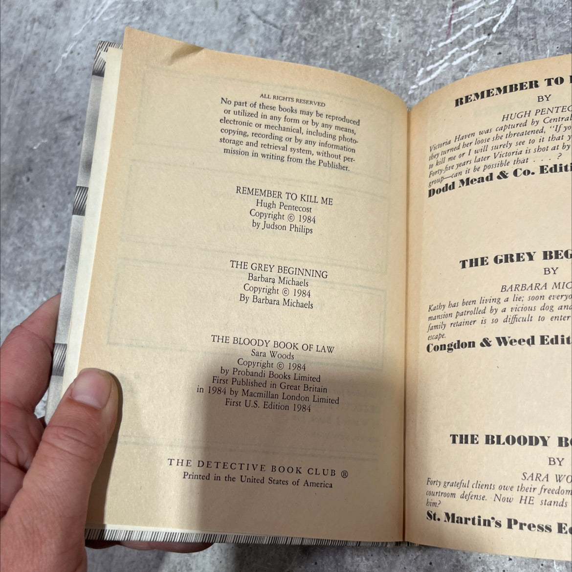 remember to kill me book, by hugh pentecost, 1984 Hardcover image 3