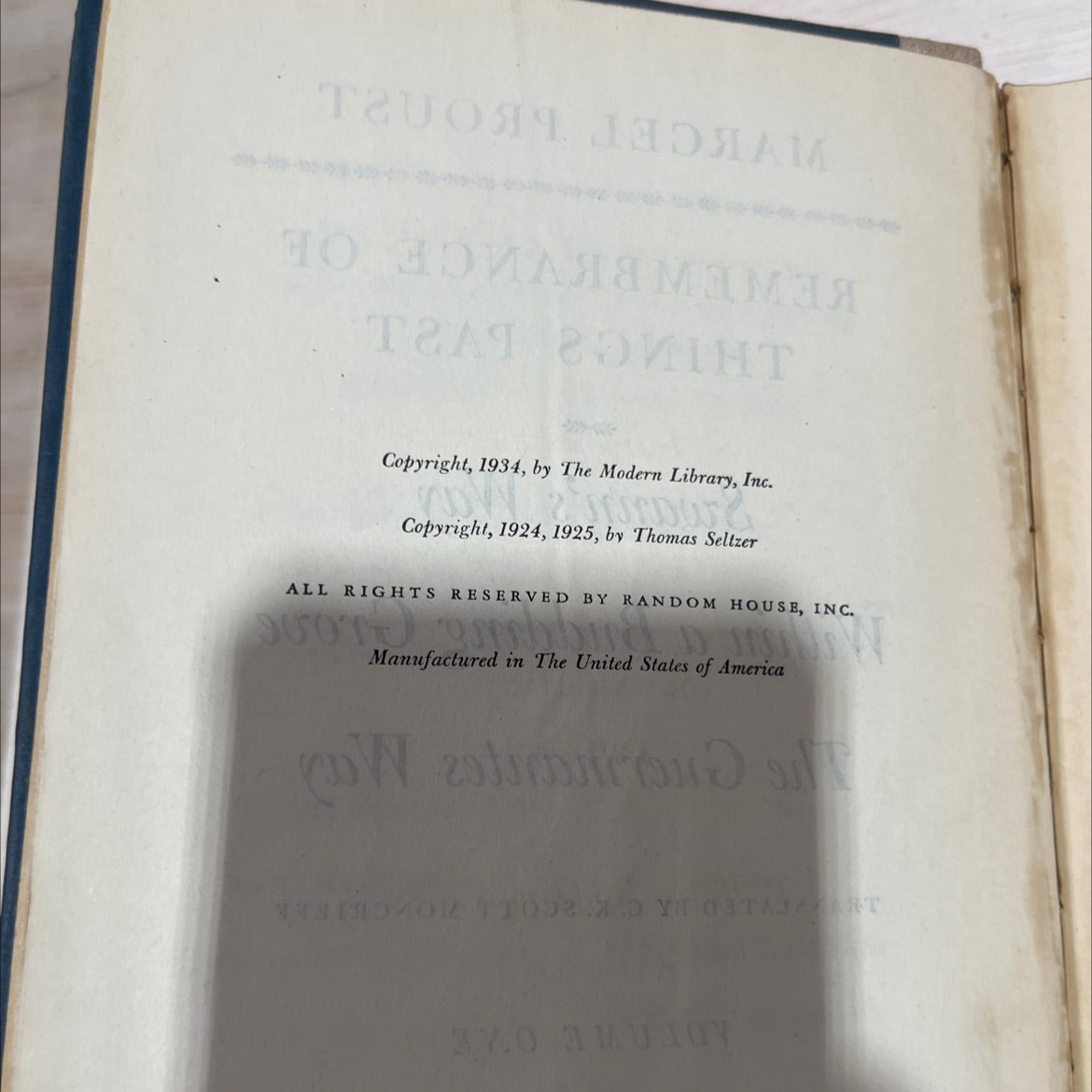 remembrance of things past book, by marcel proust, 1934 Hardcover image 3
