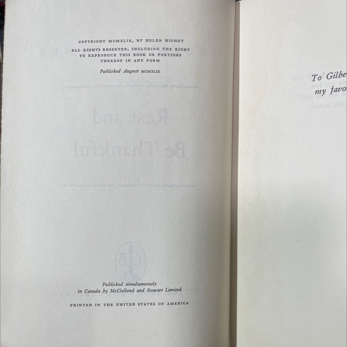 rest and be thankful book, by helen macinnes, 1949 Hardcover image 3