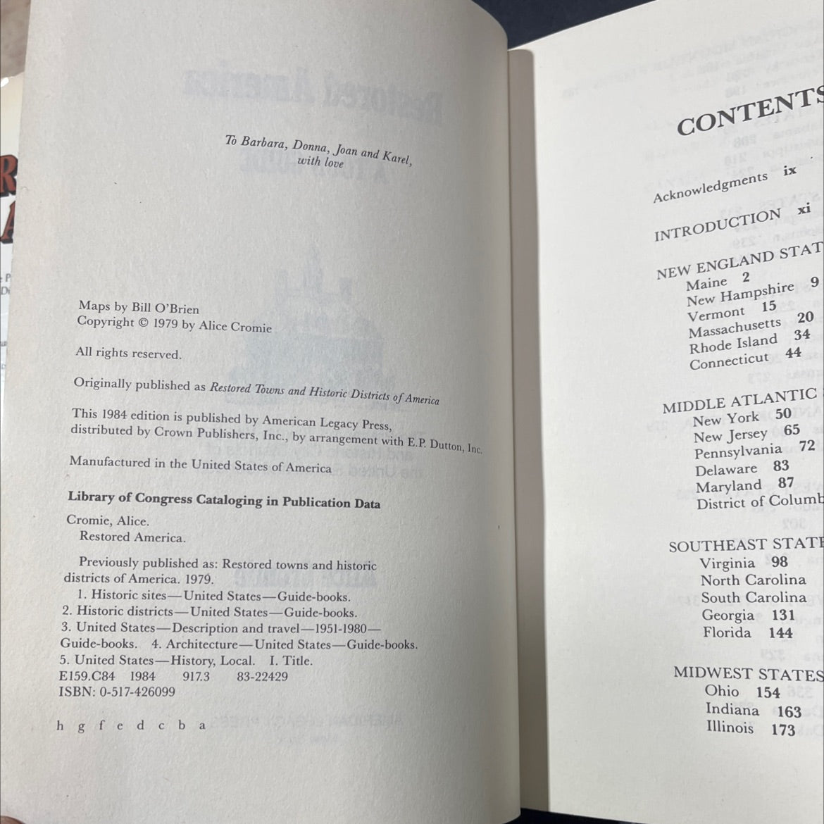 restored america a tour guide book, by alice cromie, 1984 Hardcover image 3